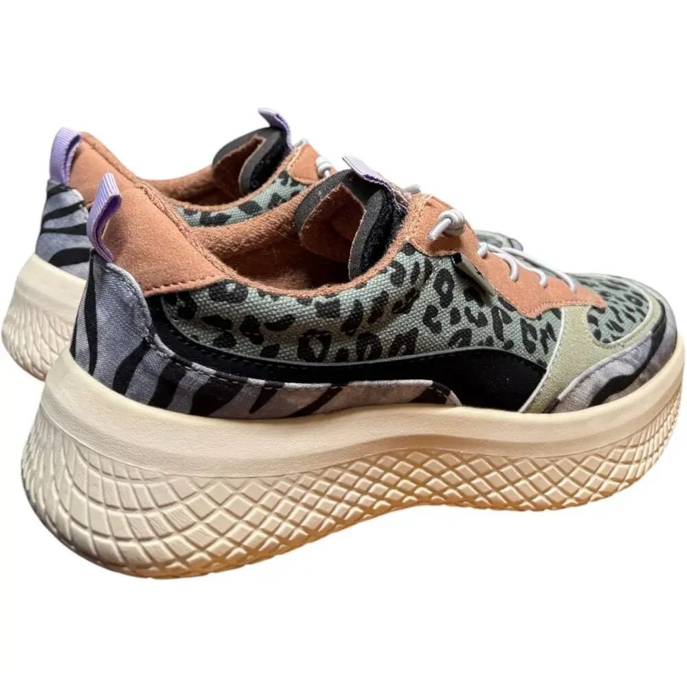 ROCKET DOG Gravel Women's 7.5 Sneakers Olive Black Leopard Zebra Shoes